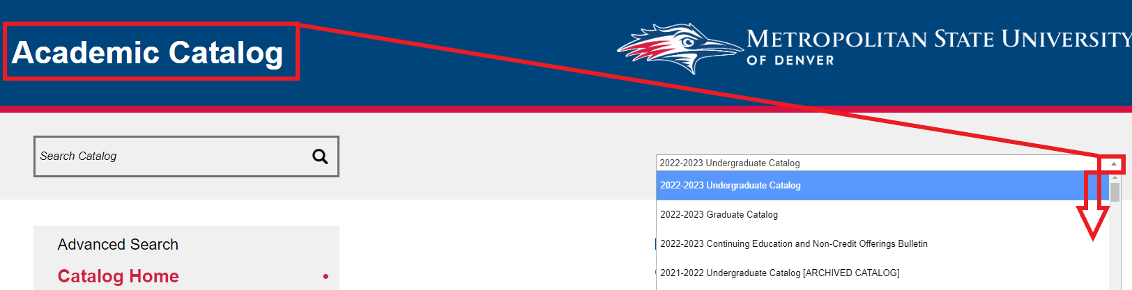 Screenshot of drop down menu.