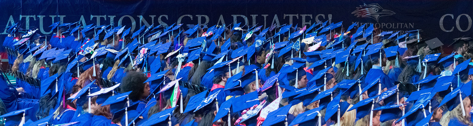 Students in graduation caps at commencement