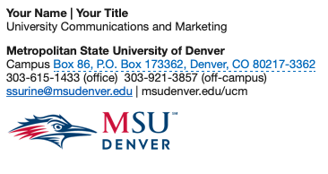 Email Signature with MSU Branded logo