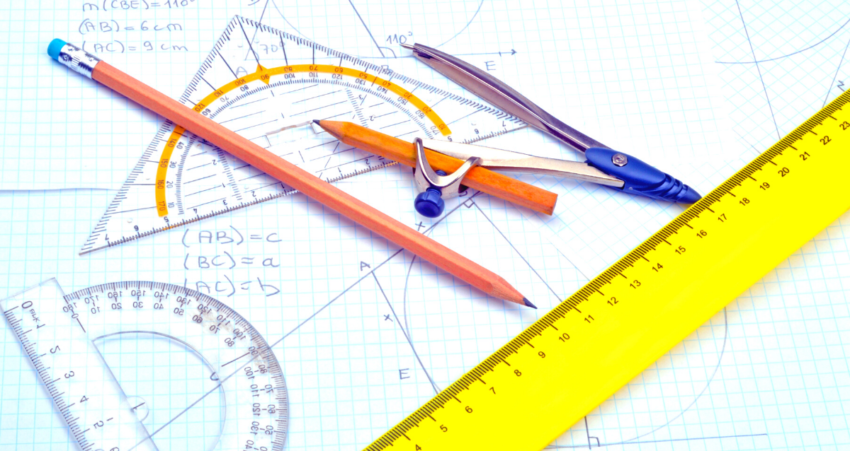 Pencils, ruler, protractors, and graph paper
