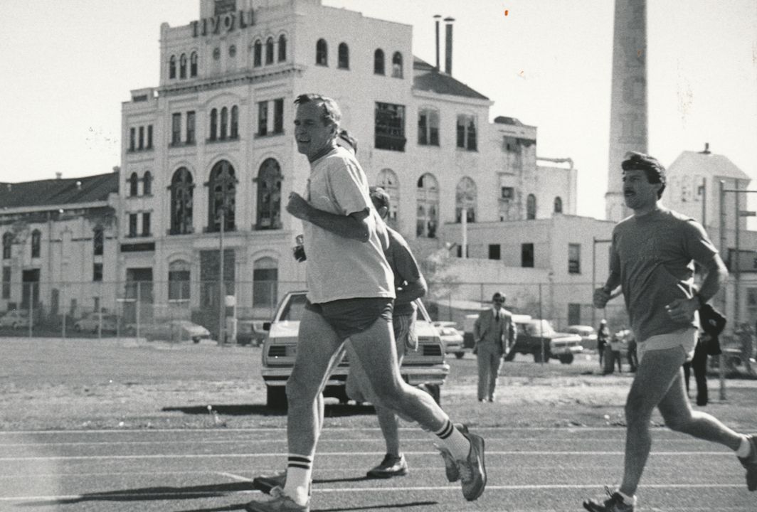 Vice President George H.W. Bush jogging in front of Tivoli