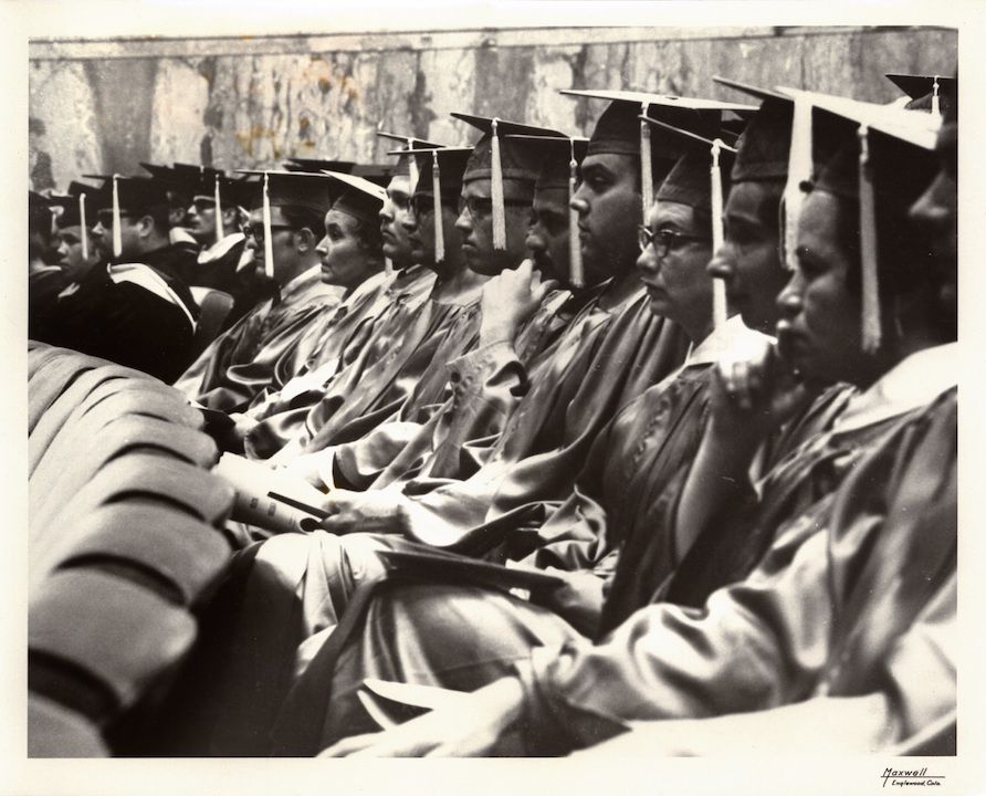 Graduates seated at MSU Denver's first commencement