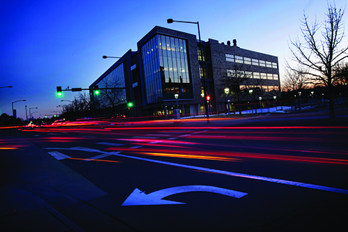 Auraria Science Building at night