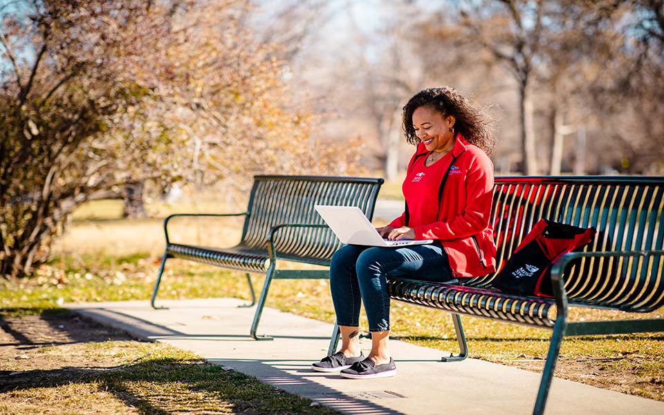 Online MSU Denver student learning outside the classroom