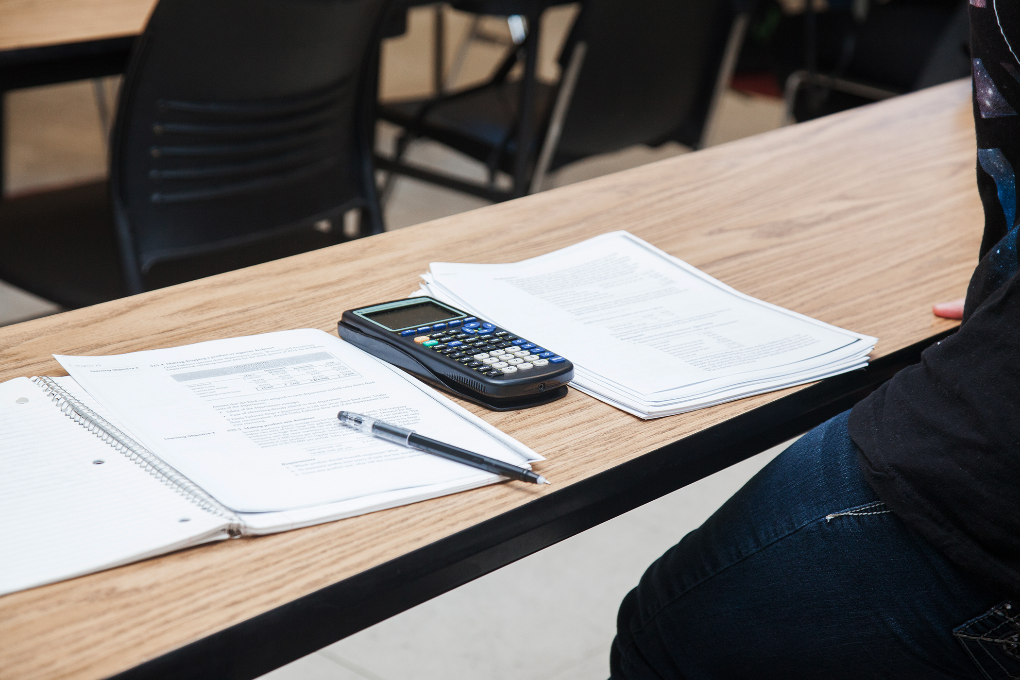 Student using a calculator.