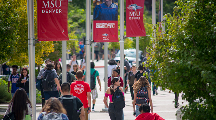 students walking on campus