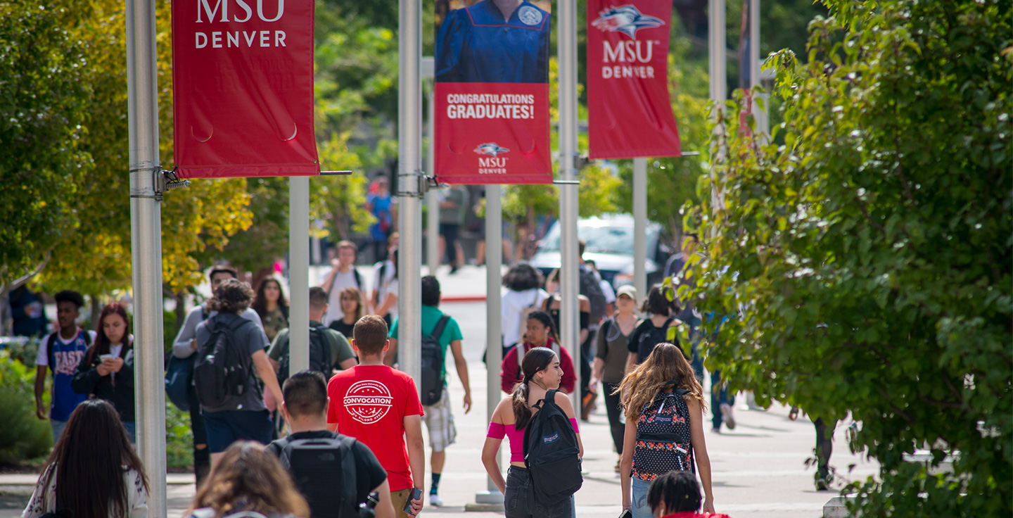 A busy day on Auraria Campus.