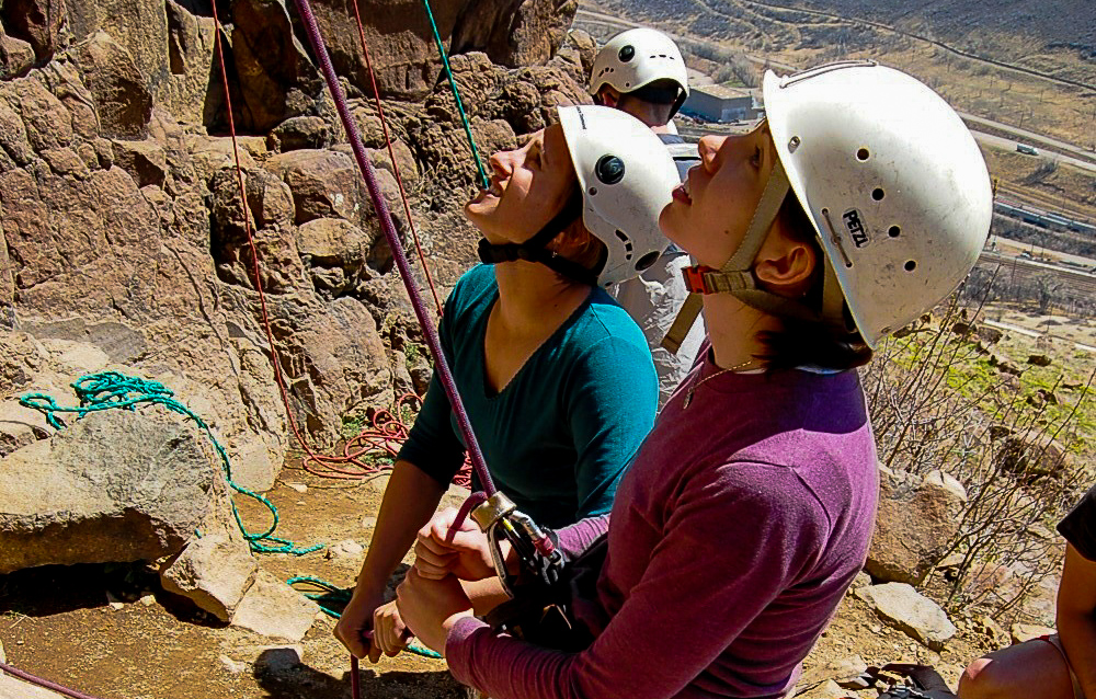 Two women belaying