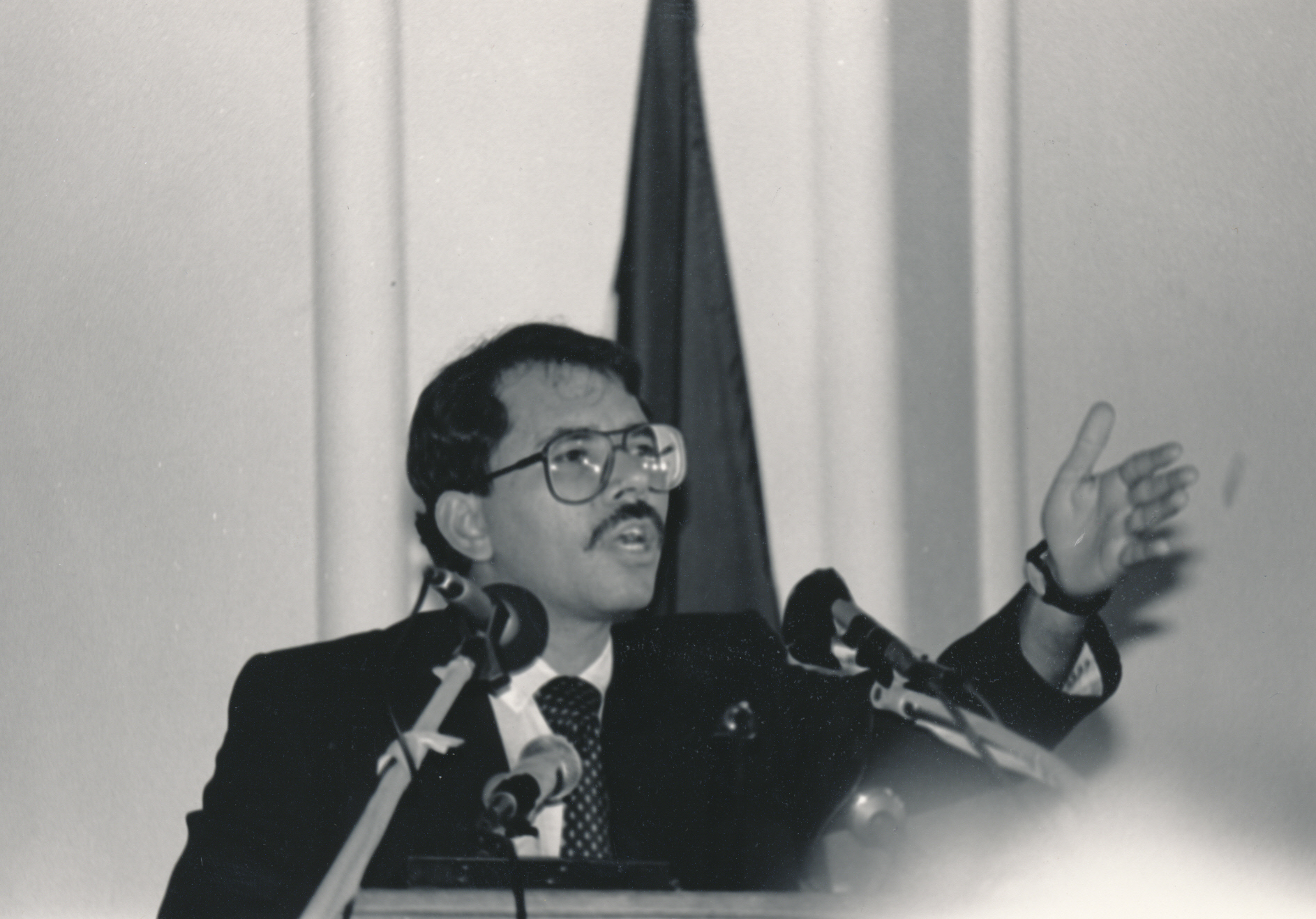 Daniel Ortega, president of Nicaragua, giving a speech