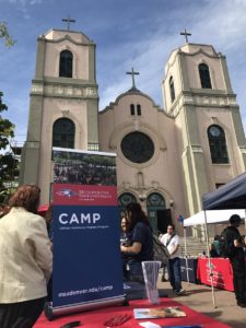 Campus departments tables in front of St. Cajetan's