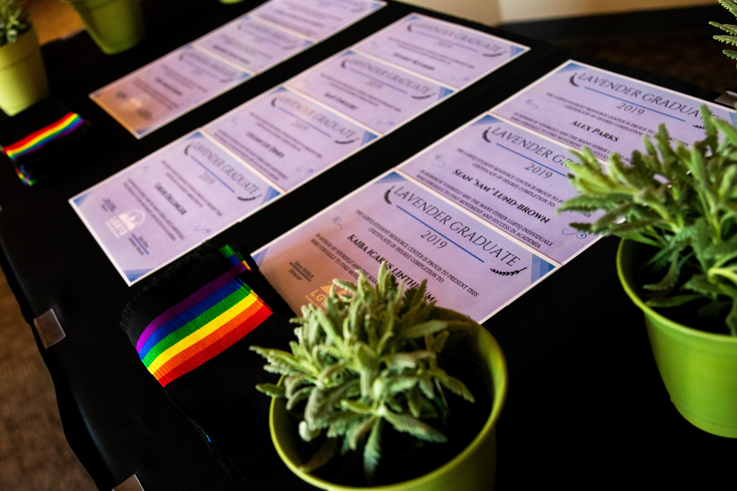 Stoles and certificates at the lavender ceremony.