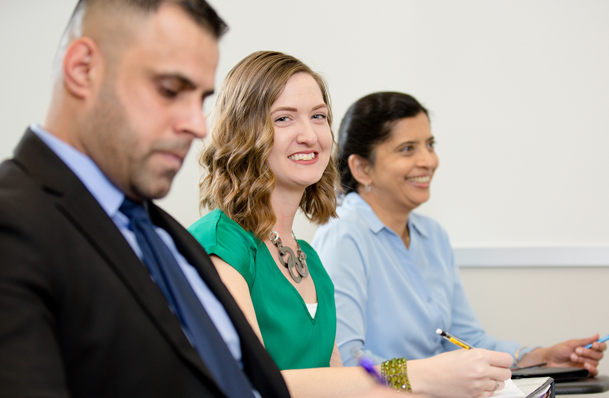 MBA students in a classroom.