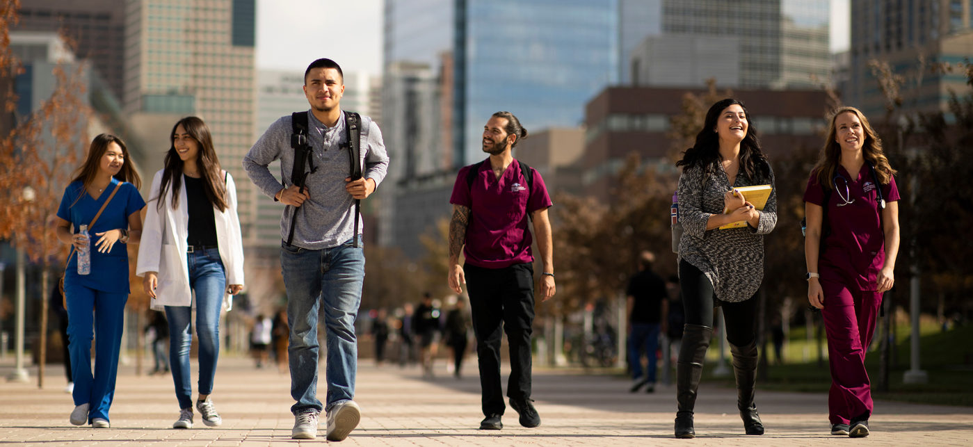 MSU Denver students walking together on campus