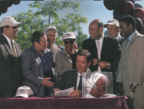 Representative Norbert Chavez signing MSU Denver's independence document