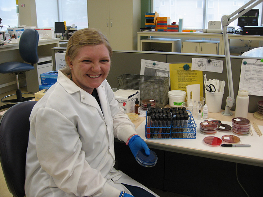 Student in microbiology lab