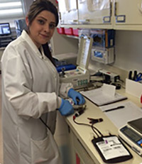 Student working in the immunohematology (blood bank) during her clinical rotation.