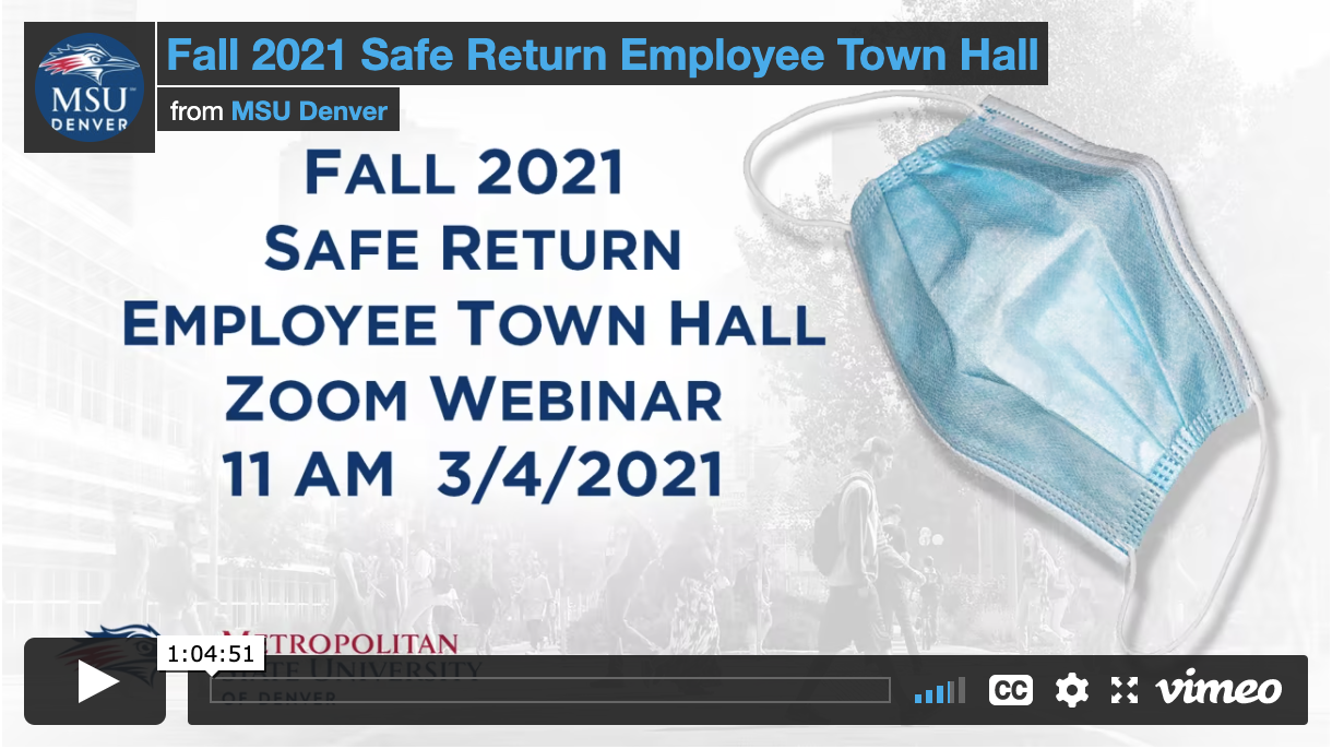 Thumbnail: Fall 2021 Safe Return Employee Town Hall