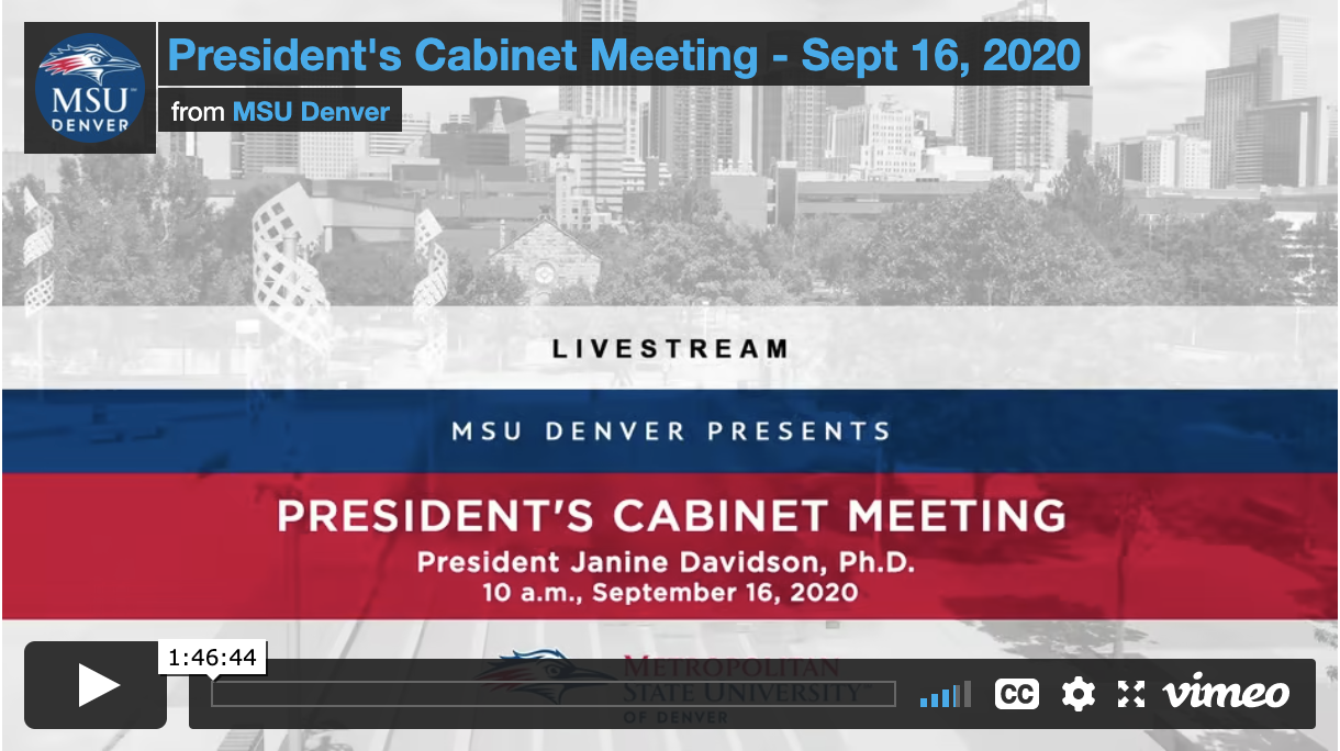 Thumbnail: President's Cabinet Meeting September 2020