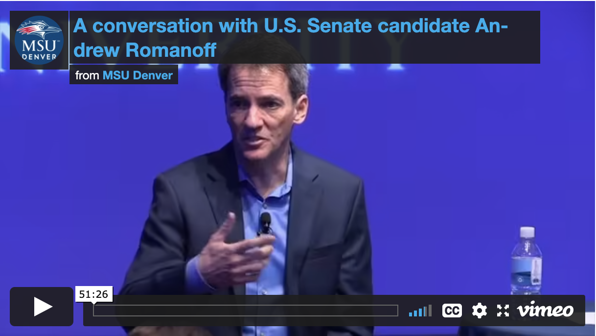 Thumbnail: A conversation with U.S. Senate Candidate Andrew Romanoff