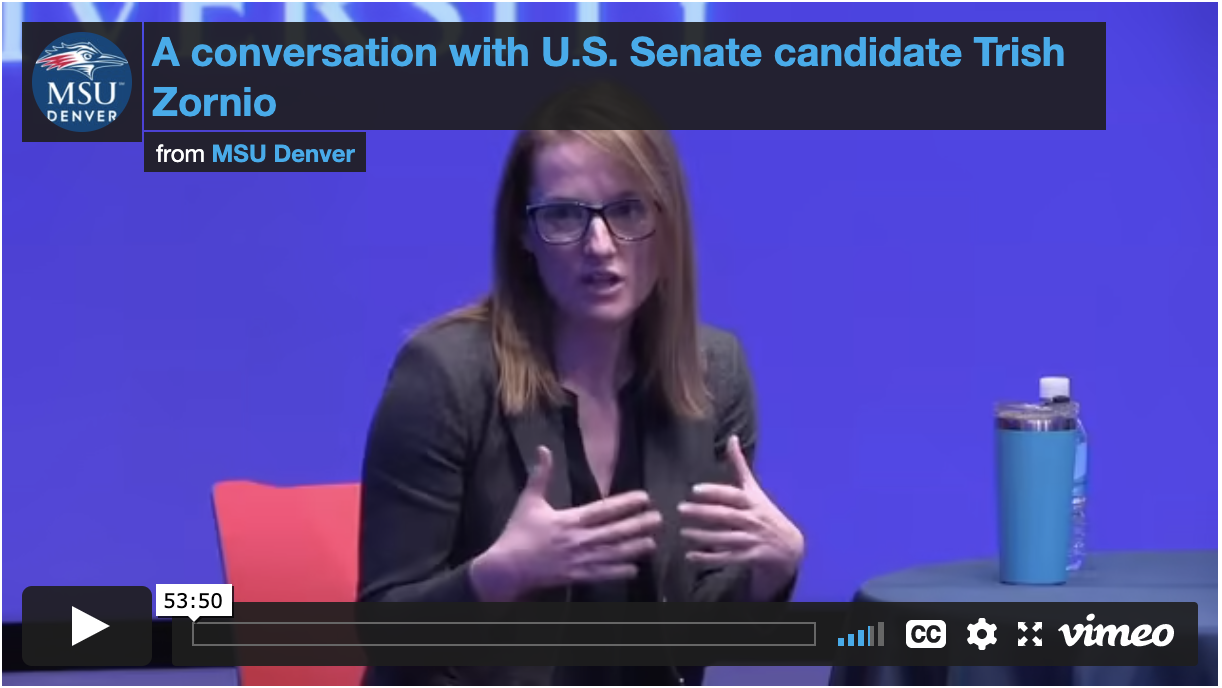 Thumbnail: A conversation with U.S. Senate Candidate Trish Zornio