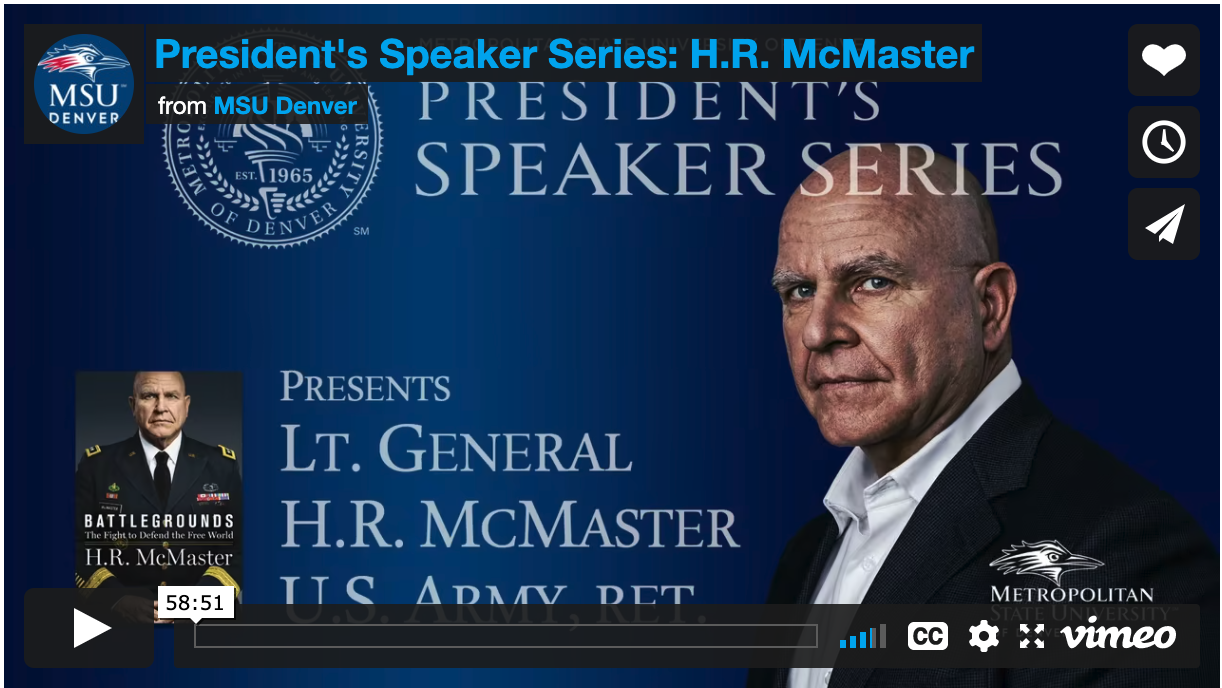 Thumbnail: President's Speaker Series: H.R. McMaster