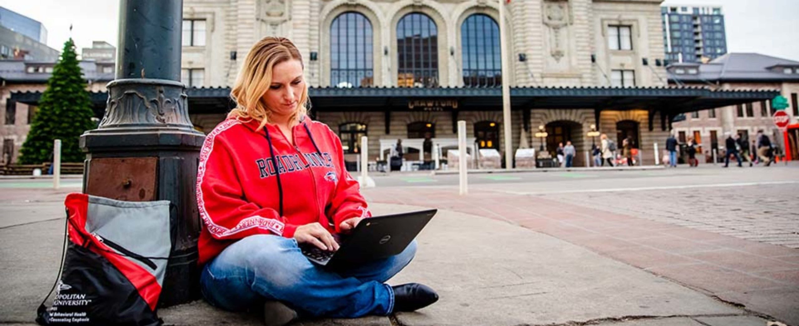 Online MSU Denver student learning outside the classroom