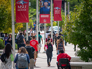 A busy day on Auraria Campus.