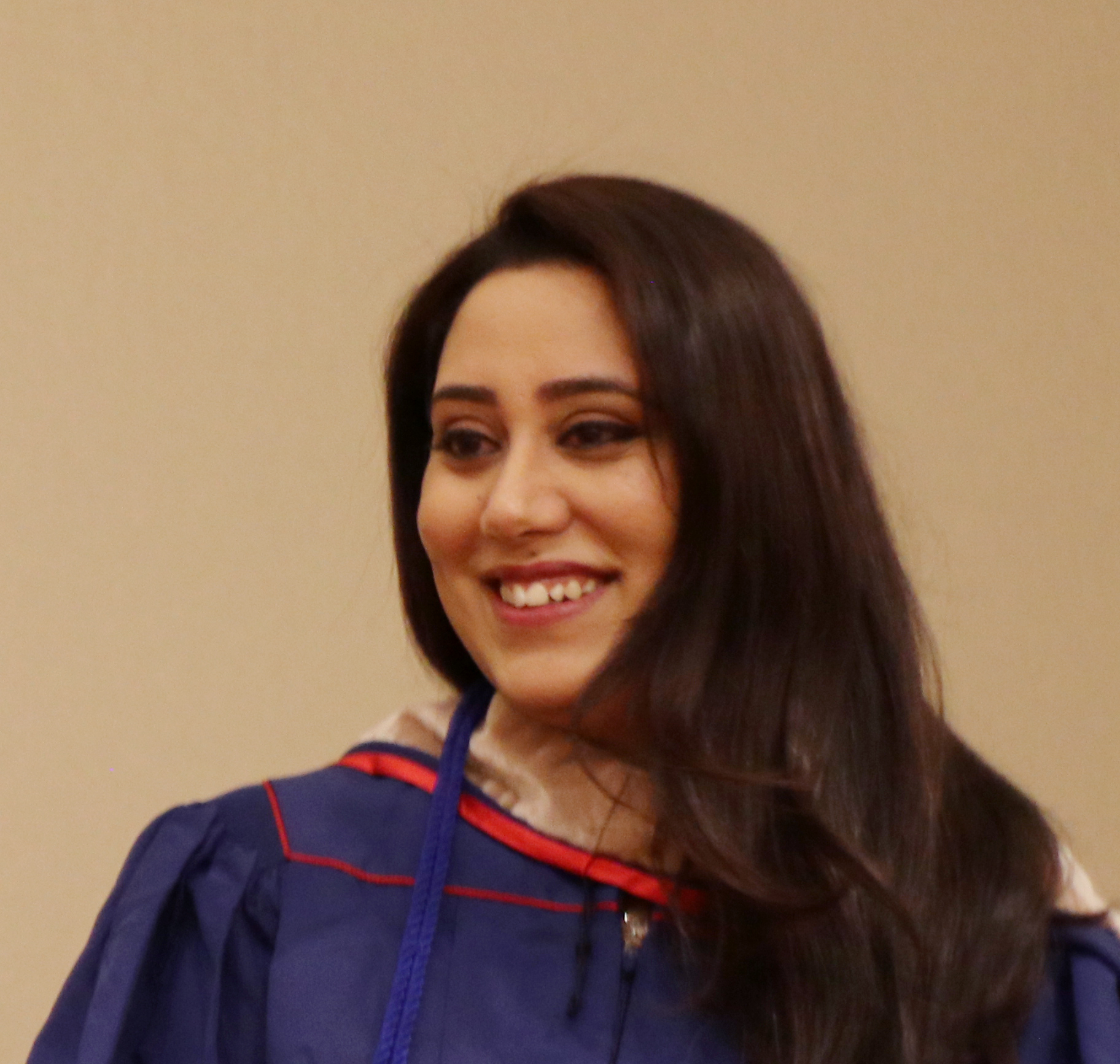 A portrait of Swati Suri during the 2018 MBA Hooding Ceremony.