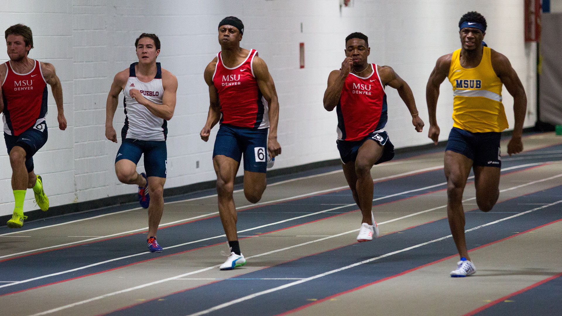 Track athletes running