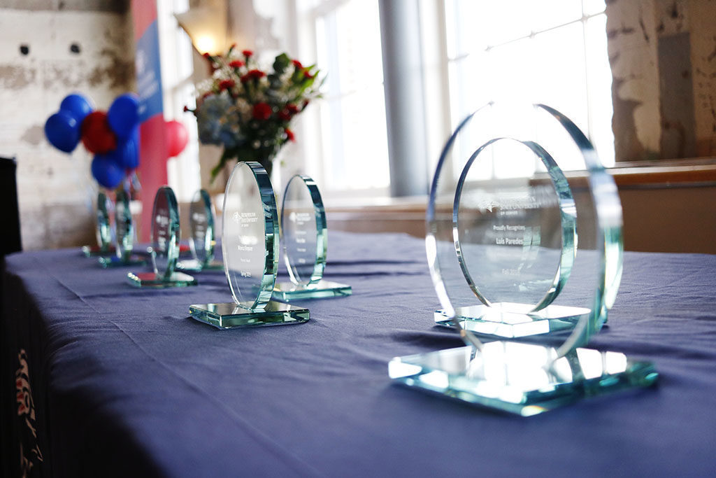 Glass Awards on table