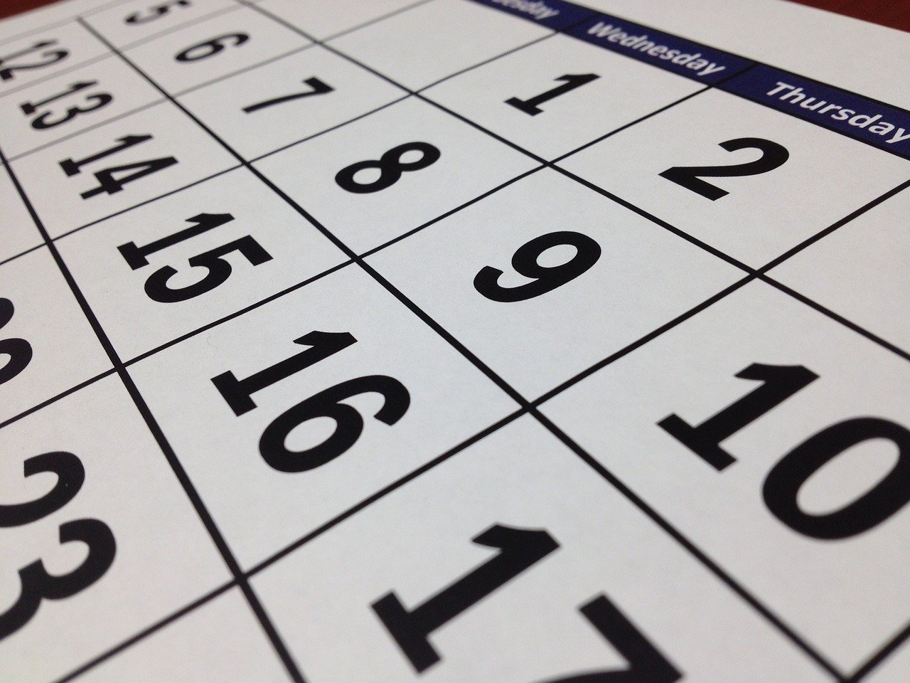 Close up of a calendar