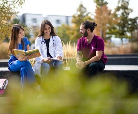 health services students study outside