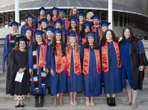 2020-2021 HRSA Scholars in graduation regalia at the 2021 MSW Pinning & Hooding Ceremony