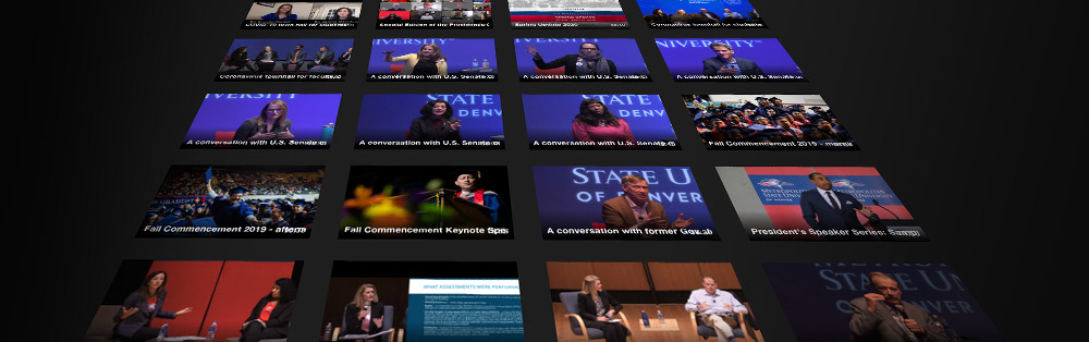 Multiple screens showing many people participating in virtual streamed events