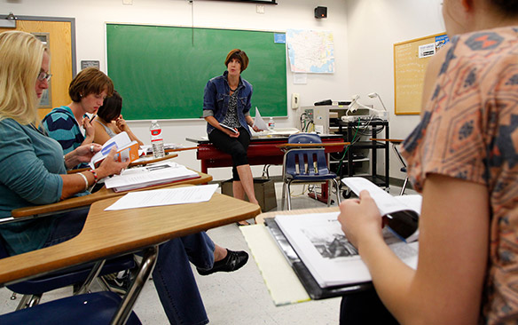 Ann Williams leading a French class