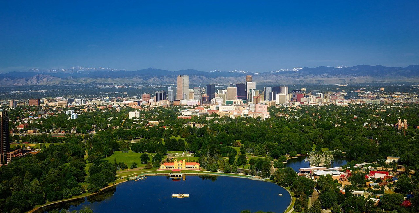 Picture of the Denver skyline. The Colorado Center for Medical Laboratory Science is located in the Denver metro area.
