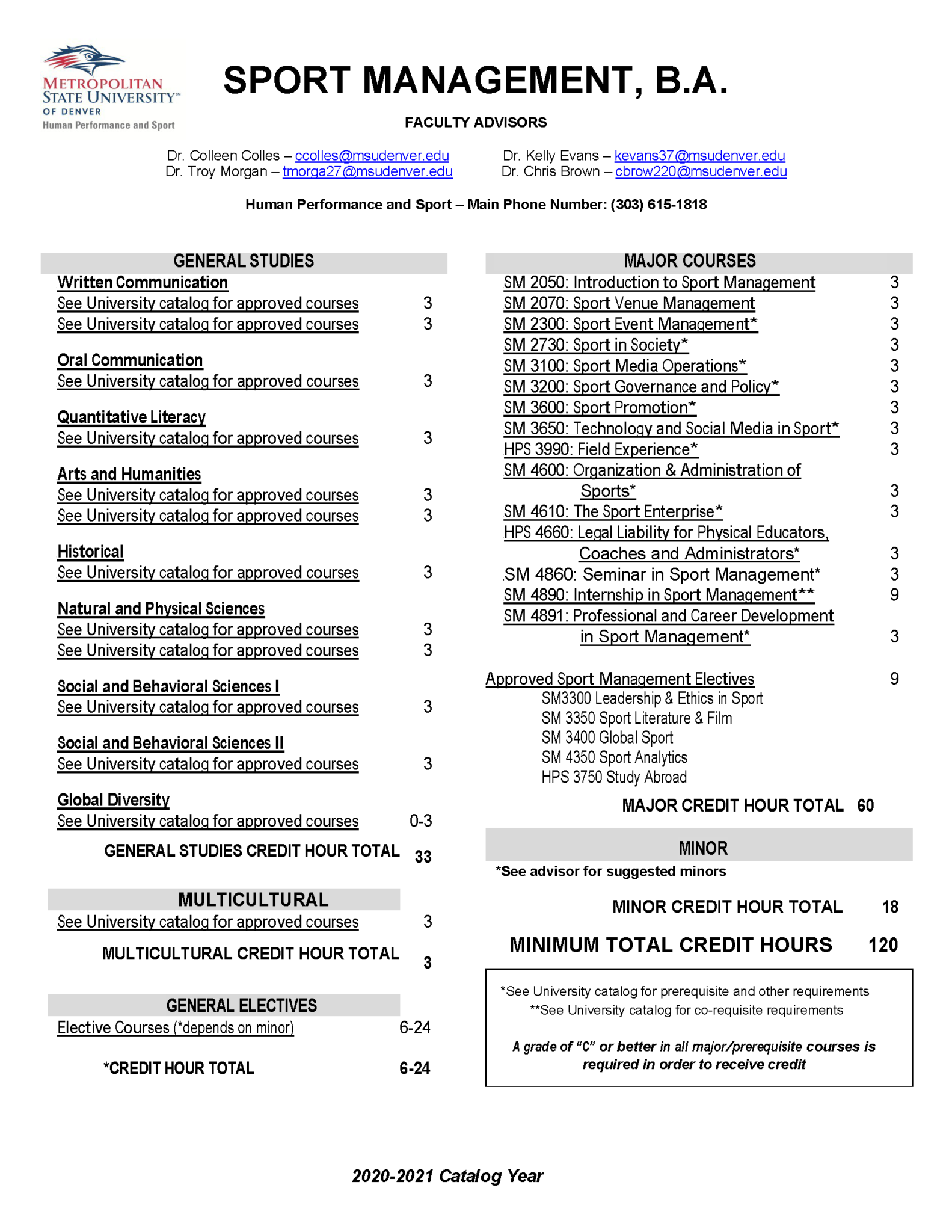 Sport Management Major, B.A. MSU Denver