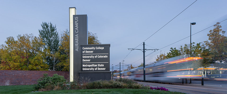 Auraria Campus sign by RTD Station