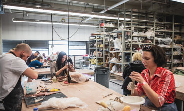 Students work in the Ceramics Studio