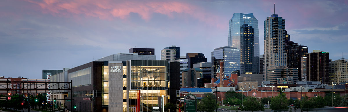 MSU Denver AES Building and Denver skyline