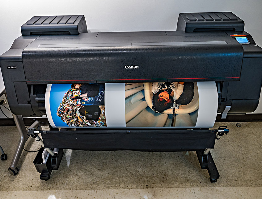 Large printer printing photographs