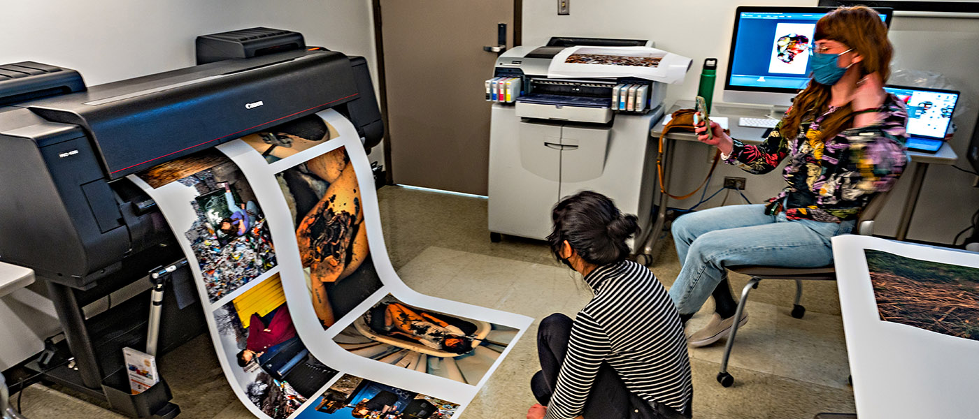 Students waiting for images to print