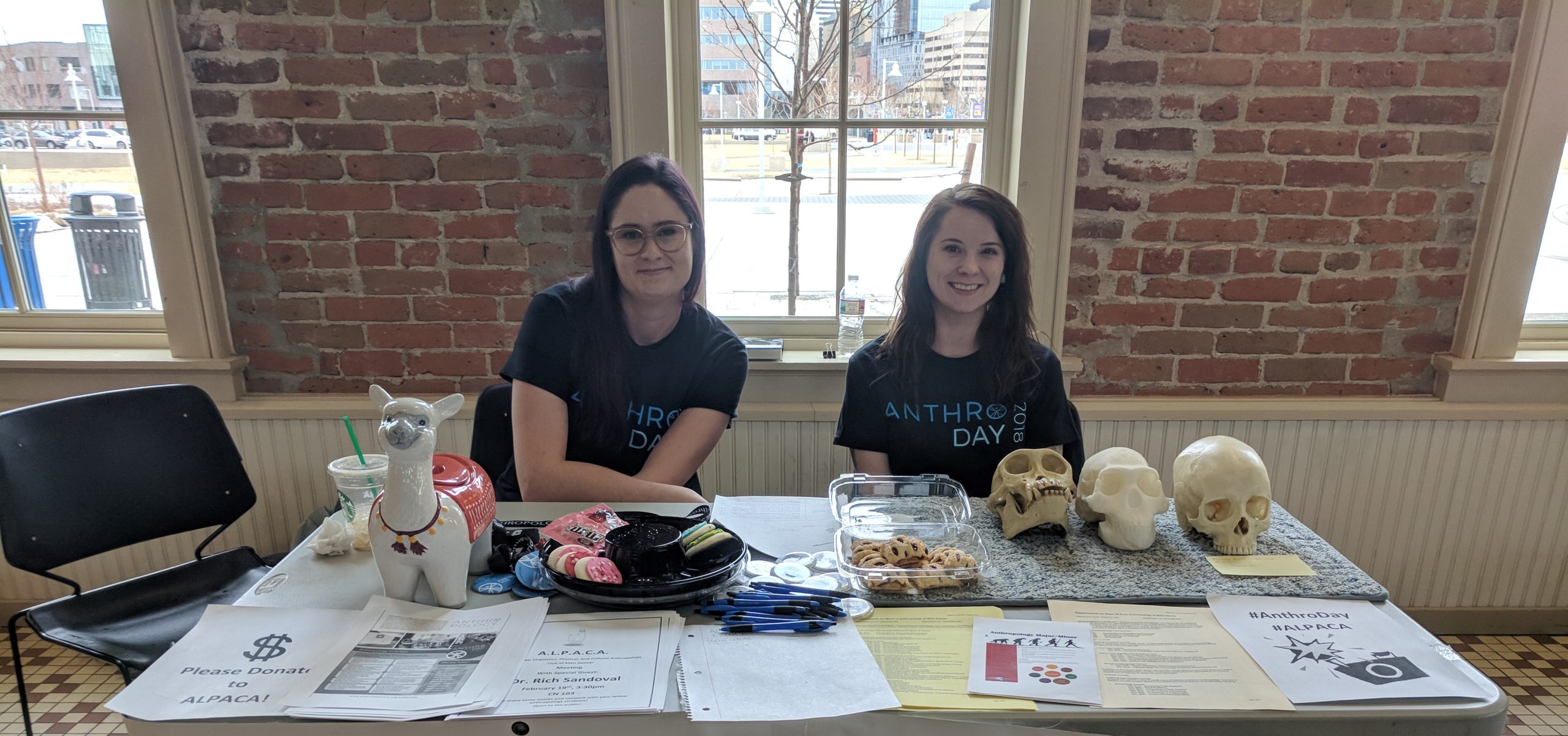 Students at Anthropology Day table 2-15-2018.