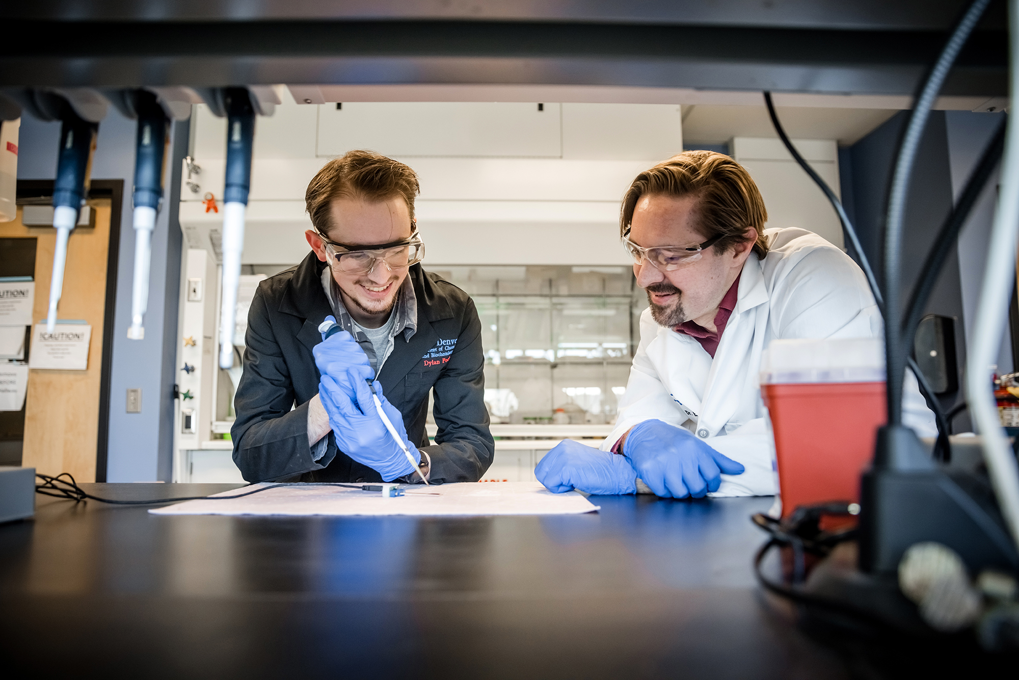 Faculty and student in a chemistry lab