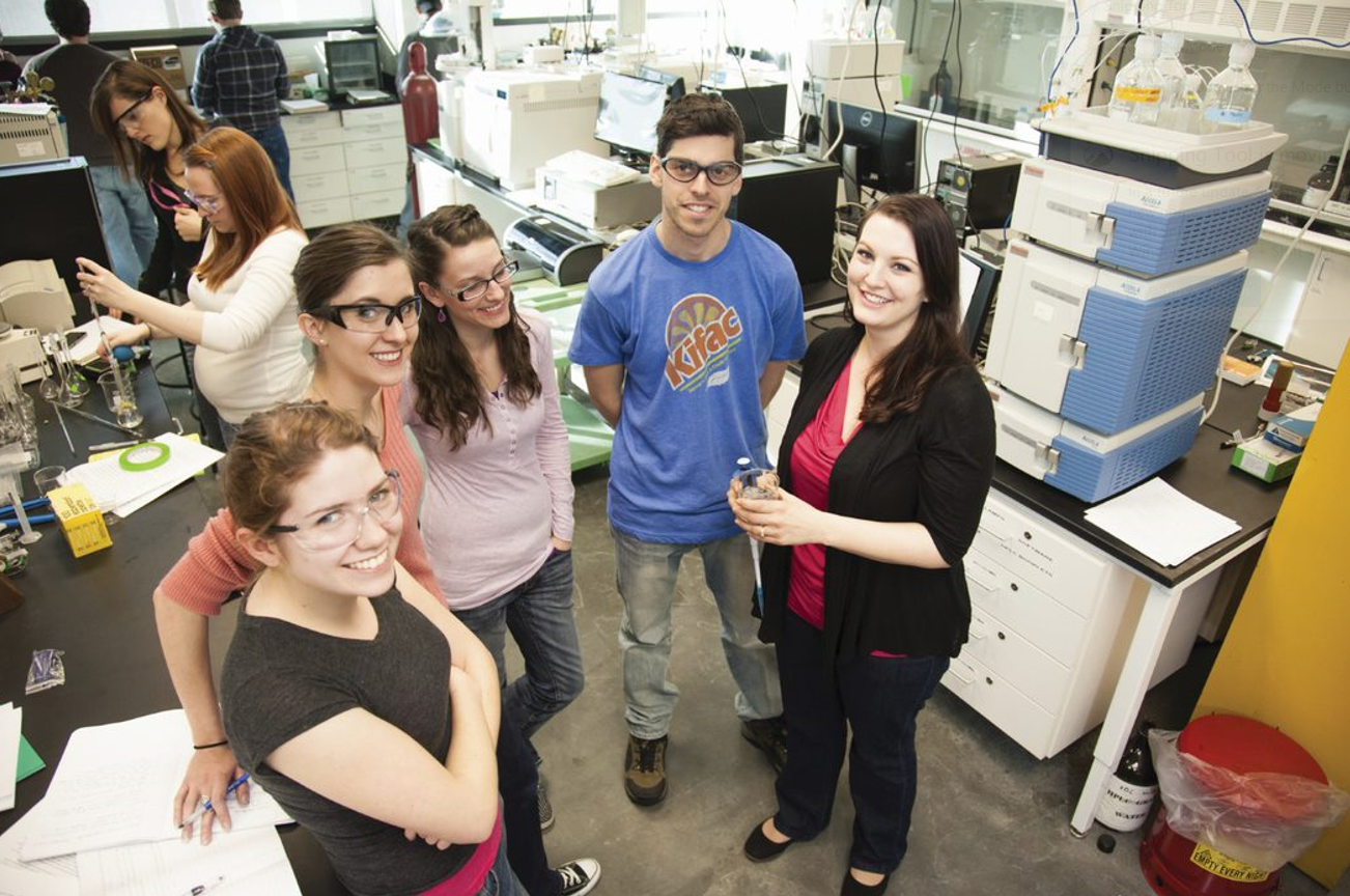 Faculty and students in the lab