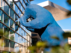Downtown Denver's Convention Center statue of a blue bear.