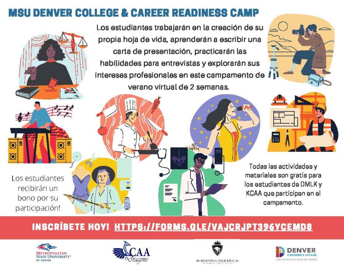 College & Career Readiness Camp Poster (En Espanol)