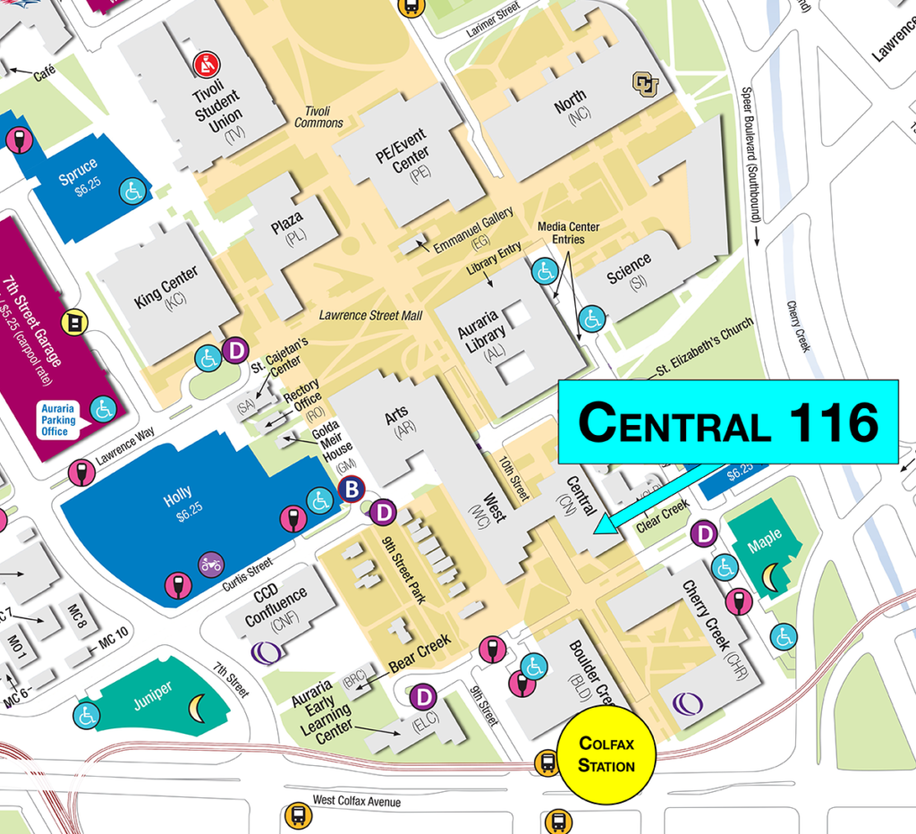 MSU Denver Map to Central Classroom 116
