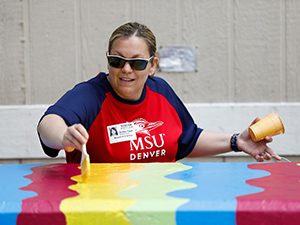 An MSU Denver volunteer at work.