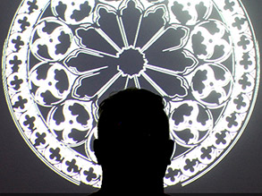 Mandala window with Faculty member's silhouette